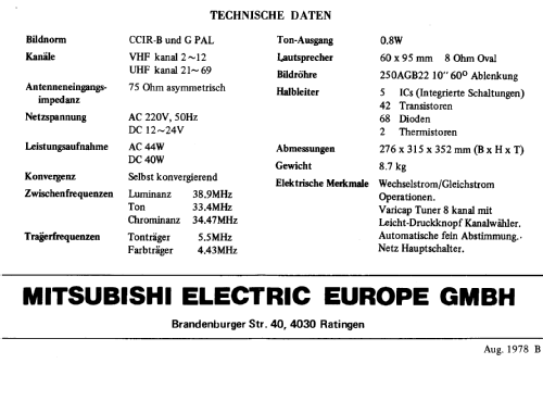 Farbfernseher CB-100G; Mitsubishi Electric (ID = 1145368) Télévision