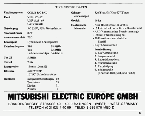 Farbfernseher CP-1627EM; Mitsubishi Electric (ID = 1154083) Fernseh-E