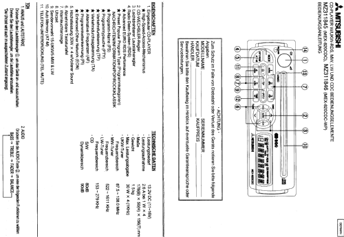 MEX-820CDC MZ311845; Mitsubishi Electric (ID = 1713878) Car Radio