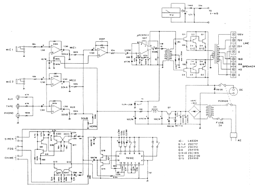 Public Adress Amplifier - ELA-Universal-Verstärker MA-800; Monacor, Bremen (ID = 2666694) Ampl/Mixer