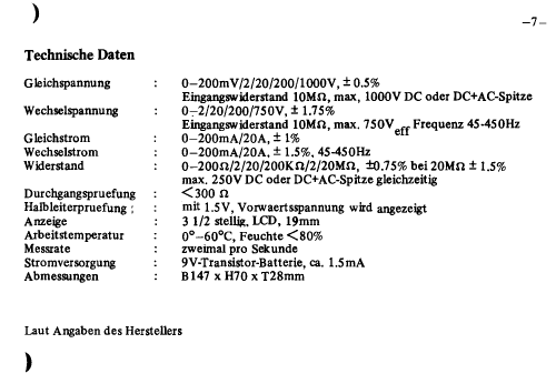 LCD Digital Multimeter DMT-1000A; Monacor, Bremen (ID = 1776912) Equipment