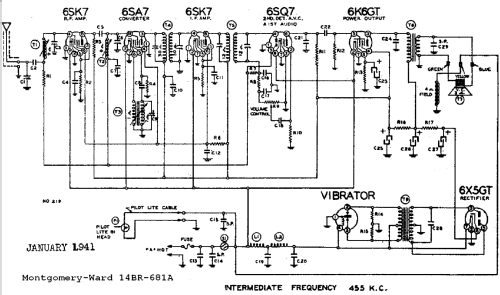 14BR-681A Order= M262 C 681 Car Radio; Montgomery Ward & Co (ID = 535111) Radio