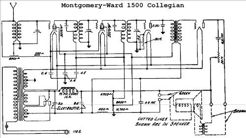 1500 Collegian Ch= 27-W; Montgomery Ward & Co (ID = 542617) Radio