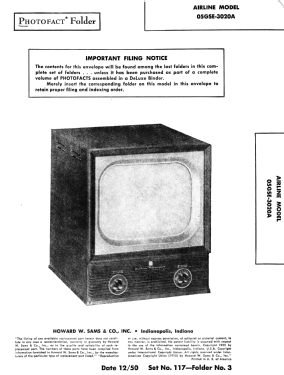 Airline 05GSE-3020A; Montgomery Ward & Co (ID = 2807453) Television