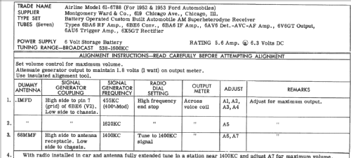 Airline 61-6788; Montgomery Ward & Co (ID = 237749) Car Radio