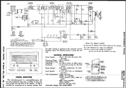 Airline 74WG-2003B Order= 62 A 2003M; Montgomery Ward & Co (ID = 393004) Radio