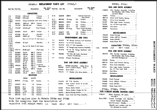 Airline 74WG-2704A Order= 62 A 2704 R; Montgomery Ward & Co (ID = 394034) Radio