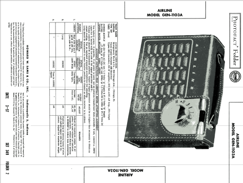 Airline Gen-1103A; Montgomery Ward & Co (ID = 1738424) Radio