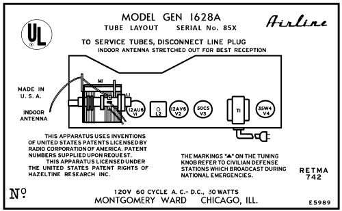 Airline GEN-1628A ; Montgomery Ward & Co (ID = 3018237) Radio