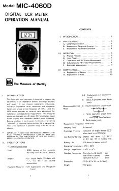 Digital LCR Meter MIC-4060D; Motech Industries (ID = 3080677) Equipment