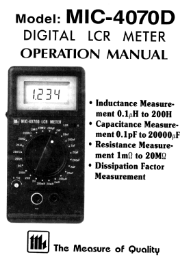 Digital LCR Meter MIC-4070D; Motech Industries (ID = 3047566) Equipment