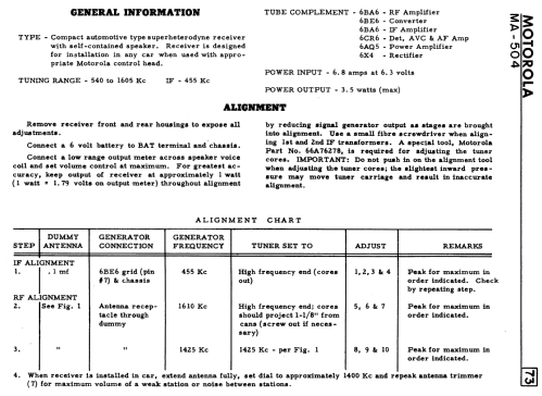 MA-504 ; Motorola Canada Ltd. (ID = 2311831) Car Radio