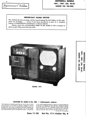 19F1 Ch=HS-230, TS-67; Motorola Inc. ex (ID = 2784300) TV Radio