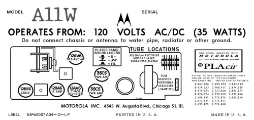 A11W Ch= HS-824; Motorola Inc. ex (ID = 3109023) Radio