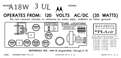 A18W Ch= HS-824; Motorola Inc. ex (ID = 3109025) Radio