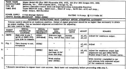 MoPar 614 Dodge; Motorola Inc. ex (ID = 237137) Car Radio