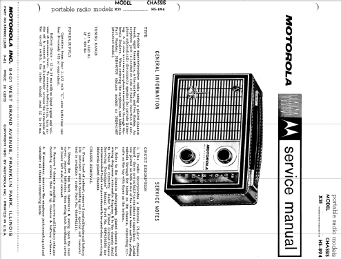 X31A Ch= HS-894; Motorola Inc. ex (ID = 1158264) Radio