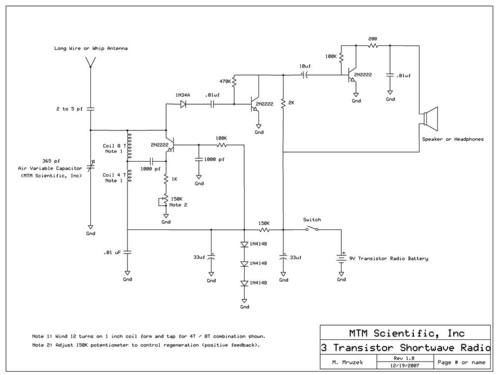 3 Transistor Shortwave Radio ; MTM Scientific, Inc. (ID = 2798316) Kit