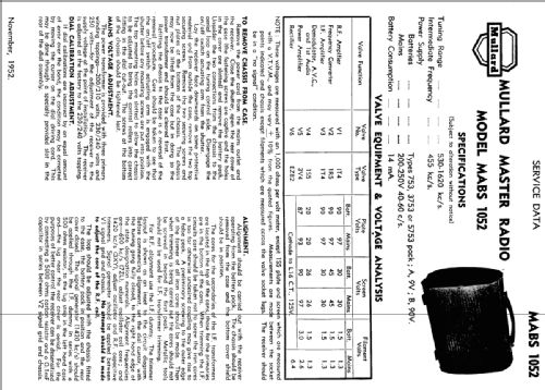 MABS1052; Mullard Radio (ID = 1979225) Radio