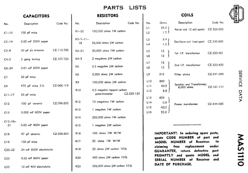 MAS1110; Mullard Radio (ID = 1940439) Radio