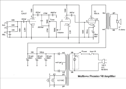 Premier 50 Ampl/Mixer Multivox Corporation of America, New York ...