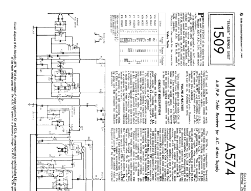 A574; Murphy Radio Ltd.; (ID = 1323866) Radio