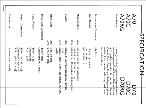 A70; Murphy Radio Ltd.; (ID = 547705) Radio