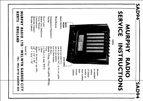 SAD94 ; Murphy Radio Ltd.; (ID = 625905) Radio