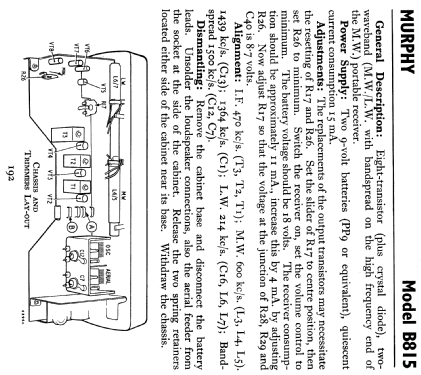 Transistor 8 B815; Murphy Radio Ltd.; (ID = 806692) Radio