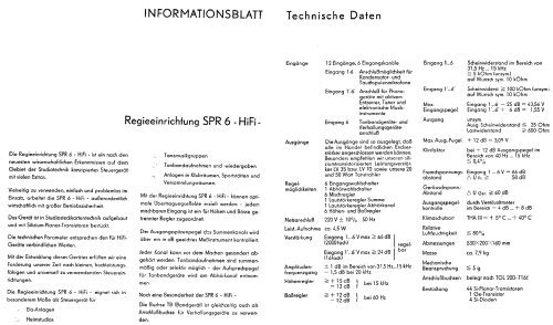 Semiprofessionelle Regieeinrichtung SPR6-HiFi; Musikelectronic (ID = 2439962) Ampl/Mixer