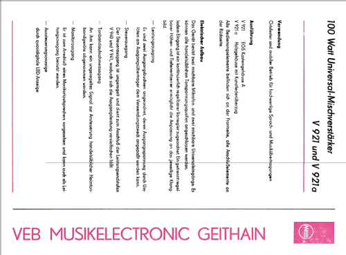 Universal-Mischverstärker V921; Musikelectronic (ID = 2299418) Verst/Mix