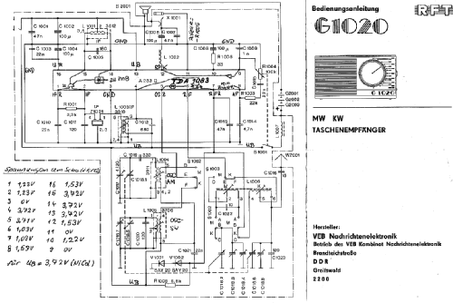 Taschenempfänger MW KW G1020; Nachrichtenelektroni (ID = 2649079) Radio