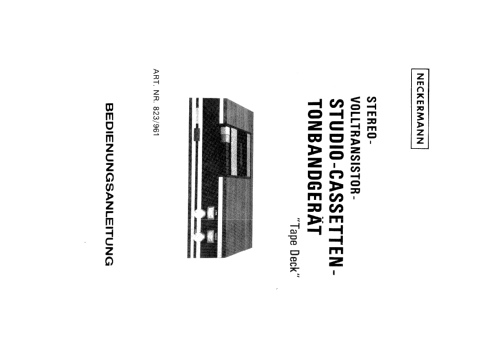 Stereo-Volltransistor Studio-Cassetten-Tonbandgerät 823/961; Neckermann-Versand (ID = 1442811) R-Player