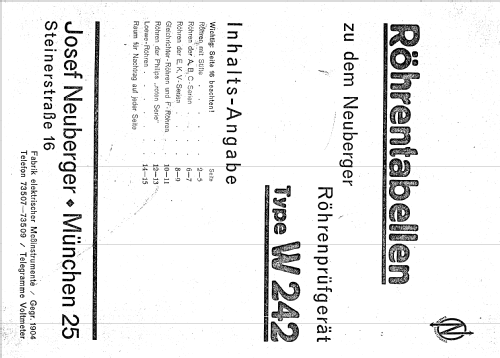 Röhrenprüfgerät We242 - W242; Neuberger, Josef; (ID = 1937194) Equipment