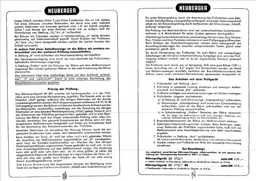 Röhrenprüfgerät RP 270/1; Neuberger, Josef; (ID = 1999504) Equipment