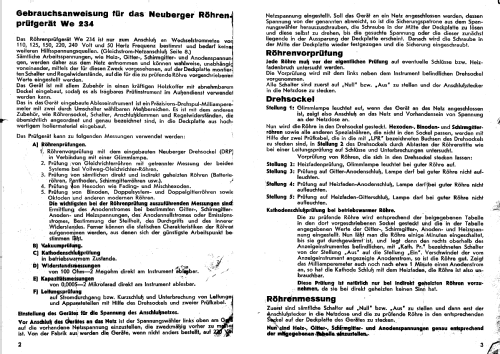Universal-Röhrenprüfgerät We234; Neuberger, Josef; (ID = 130286) Equipment