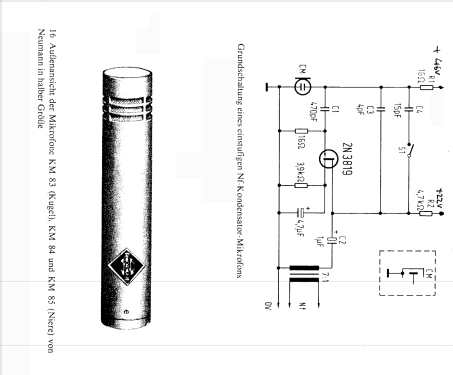 Kondensatormikrofon KM85; Neumann, Georg, (ID = 1817097) Microfono/PU