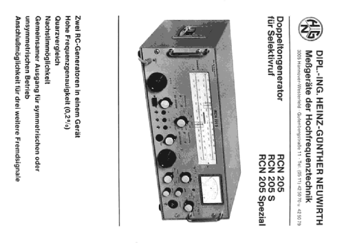 Doppeltongenerator für Selektivruf RCN 205; Neuwirth, Dipl.-Ing. (ID = 1971877) Equipment