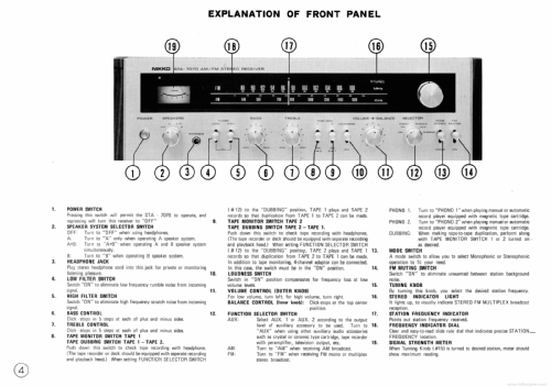 MW/UKW HIFI Receiver STA-7070; Nikko Electric (ID = 2612019) Radio