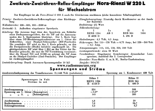 Noracord Rienzi W220; Nora, Aron, (ID = 33443) Radio