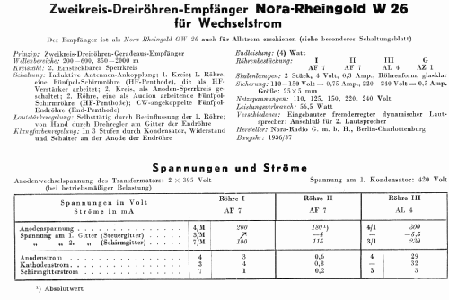 Rheingold W26; Nora, Aron, (ID = 3112362) Radio