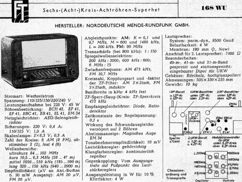 168WU; Nordmende, (ID = 1012966) Radio