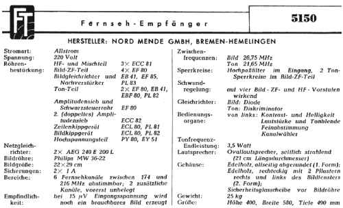 5150; Nordmende, (ID = 2537764) Television