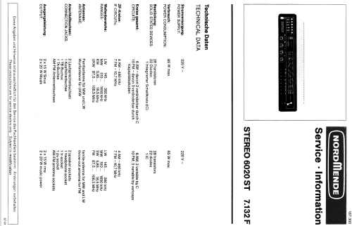 6020ST 7.132 F; Nordmende, (ID = 297135) Radio