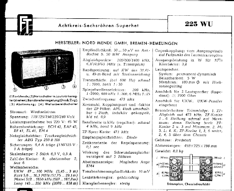 8-Kreis-Super 225WU; Nordmende, (ID = 204541) Radio