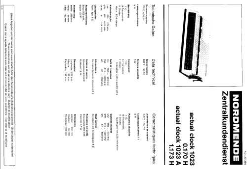 Actual Clock 1023 0.170 H; Nordmende, (ID = 300889) Radio