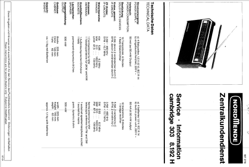 Cambridge 303 8.192 H; Nordmende, (ID = 322244) Radio