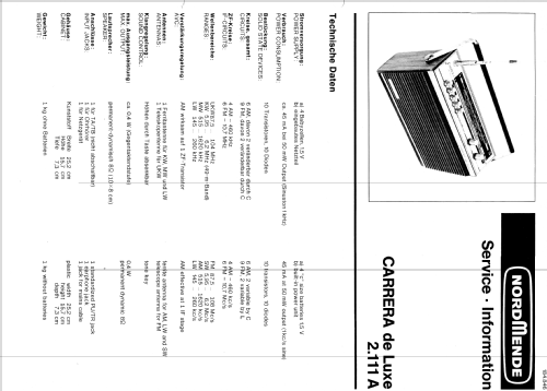 Carrera de Luxe 2.111A ; Nordmende, (ID = 98694) Radio