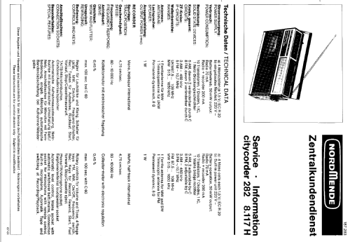 Citycorder 282 978.117H - 8.117H; Nordmende, (ID = 347869) Radio