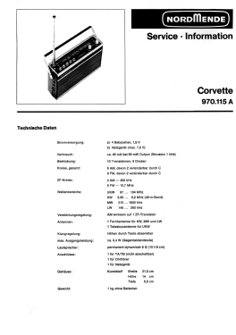 Corvette 20.115A Ch= 970.115A; Nordmende, (ID = 3117052) Radio